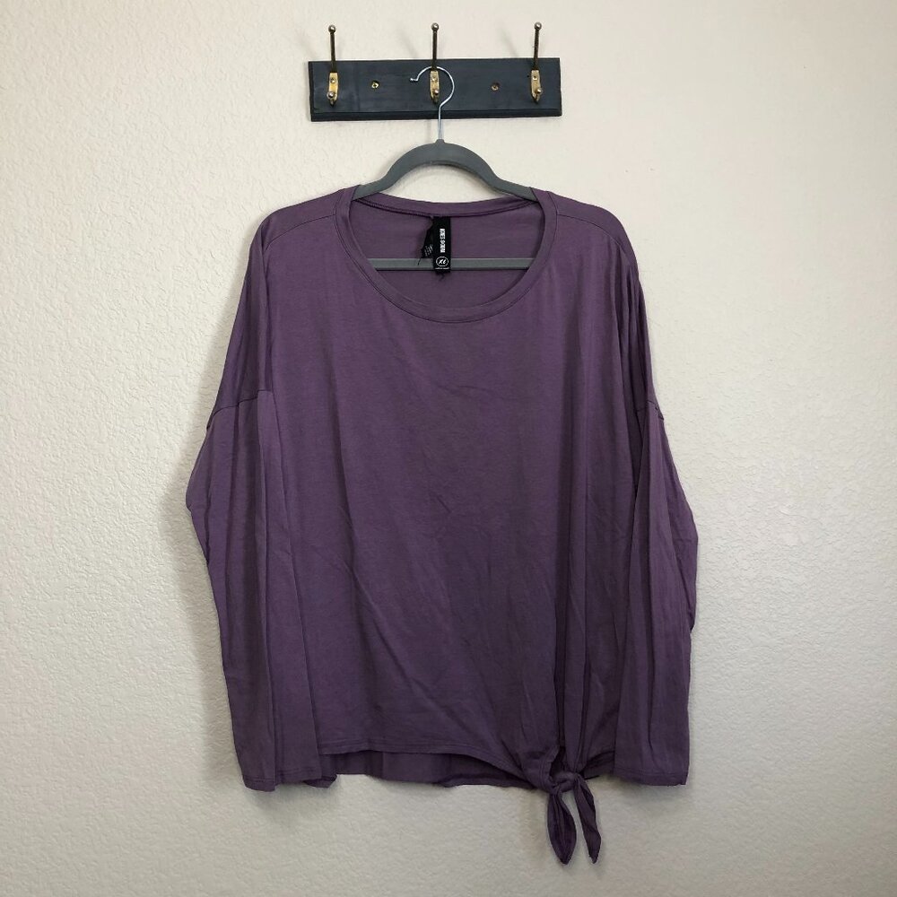 Agnes & Dora Purple 3/4 Sleeve Tie Front Top Women's XL Athleisure Casual Comfy